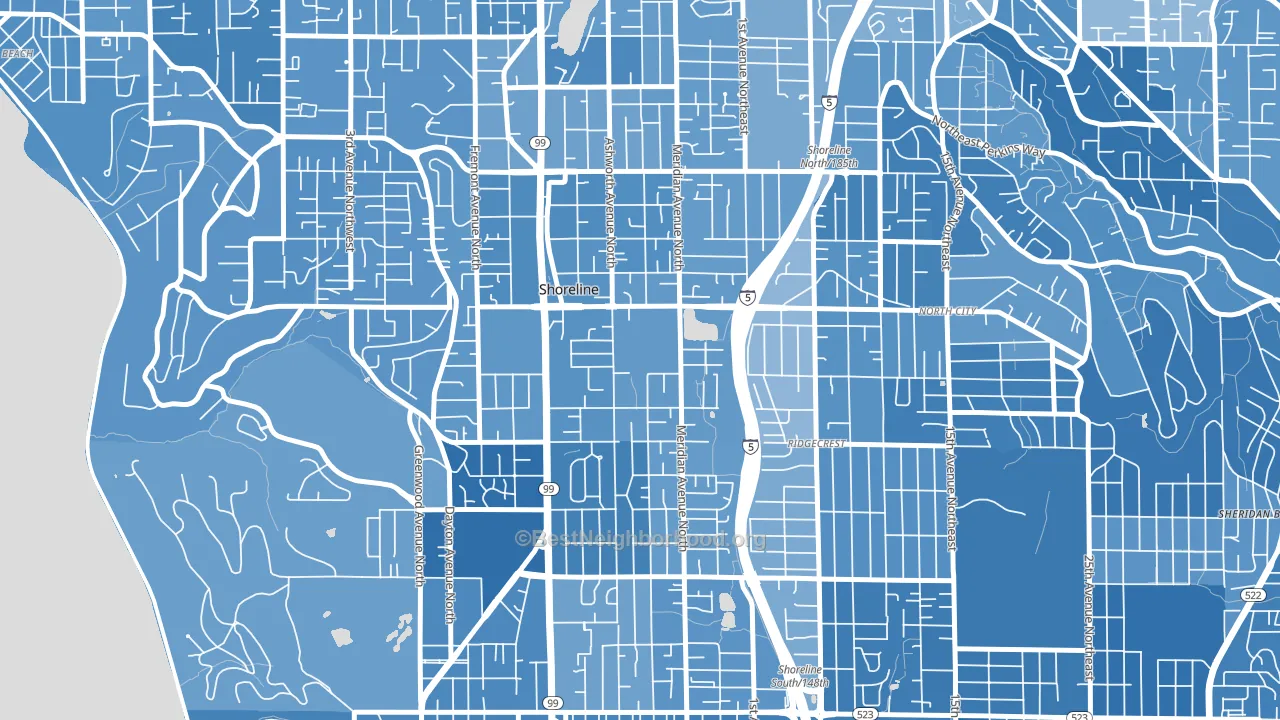 Meridian Park, Shoreline, WA block-group political-lean map