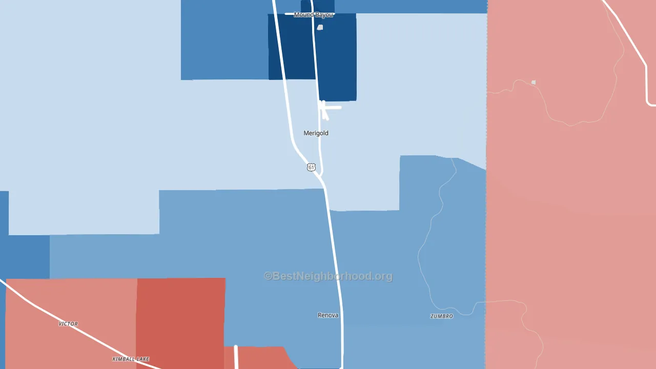 Merigold, MS block-group political-lean map