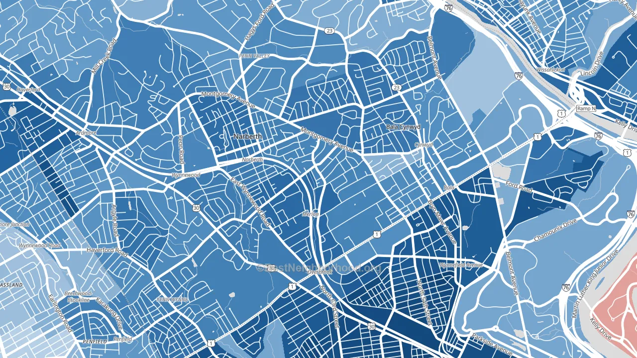 Merion Station, PA block-group political-lean map