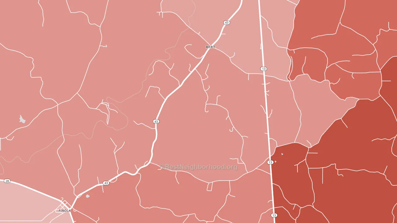 Merit, MS block-group political-lean map