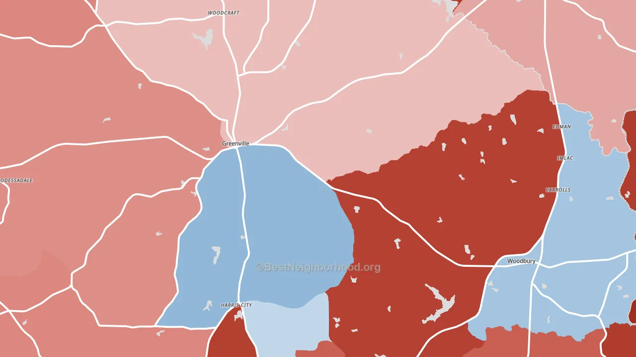 Meriwether County, GA block-group political-lean map