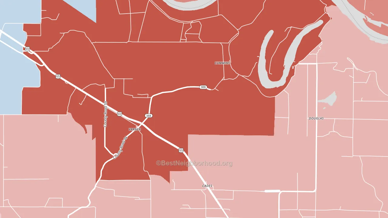 Meroney, AR block-group political-lean map