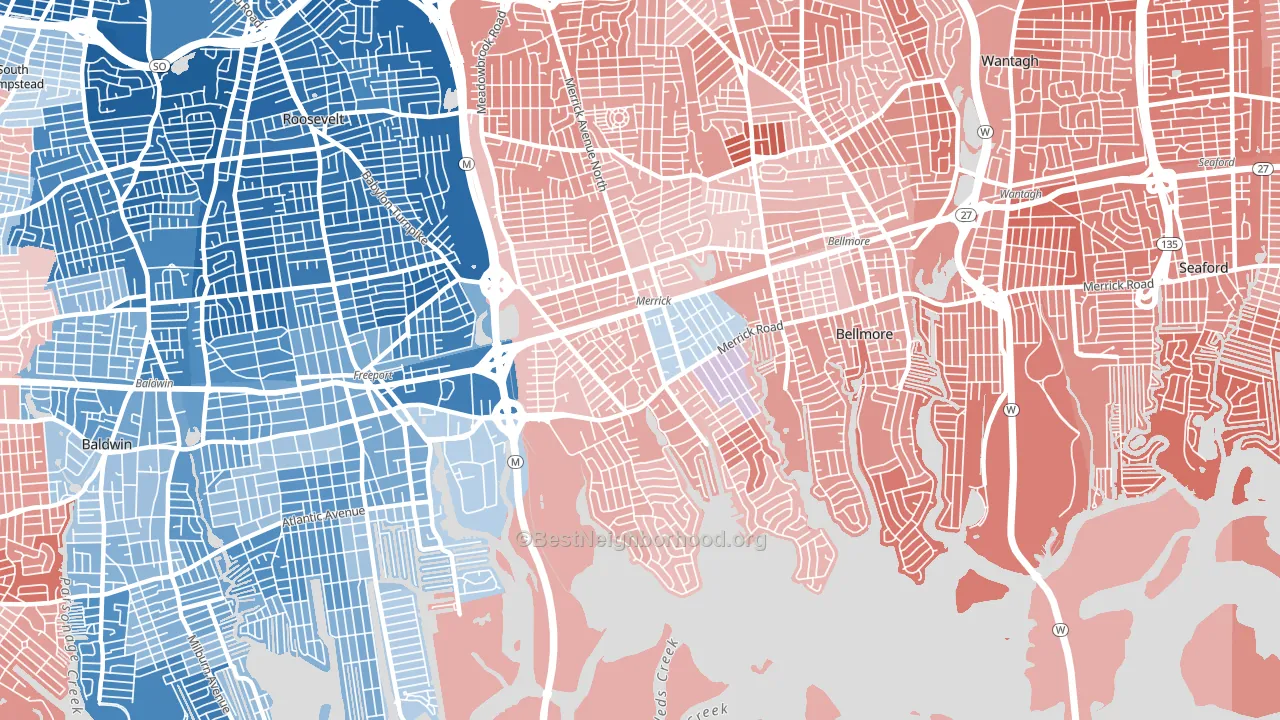 Merrick, NY block-group political-lean map