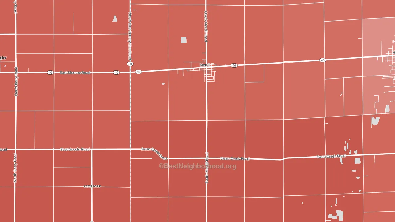 Merrill, MI block-group political-lean map