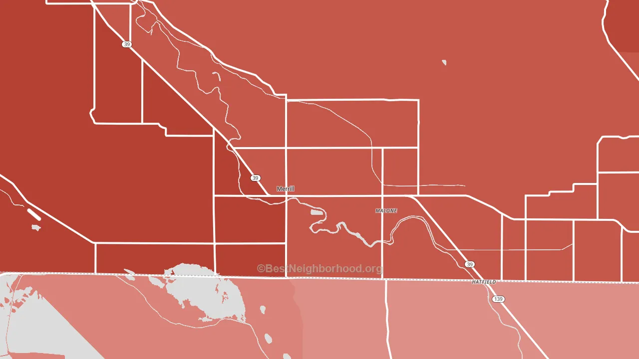 Merrill, OR block-group political-lean map