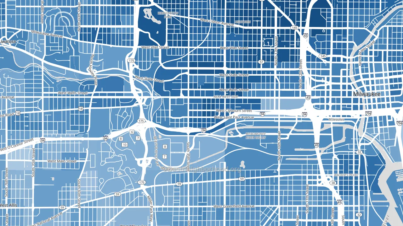Merrill Park, Milwaukee, WI block-group political-lean map