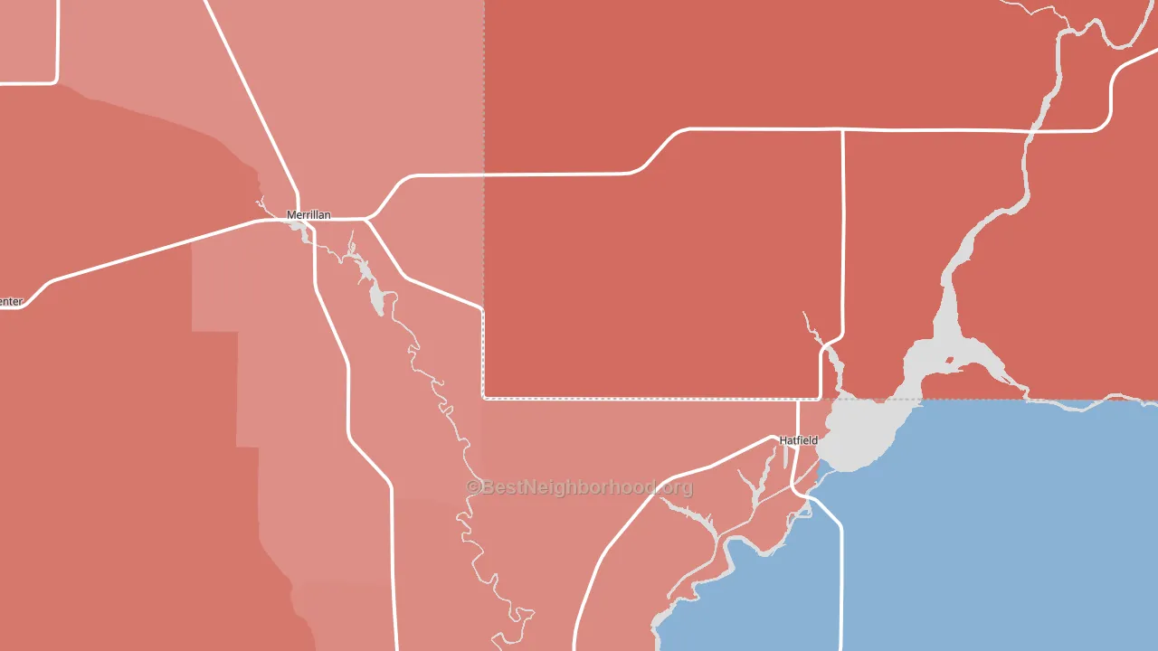 Merrillan, WI block-group political-lean map
