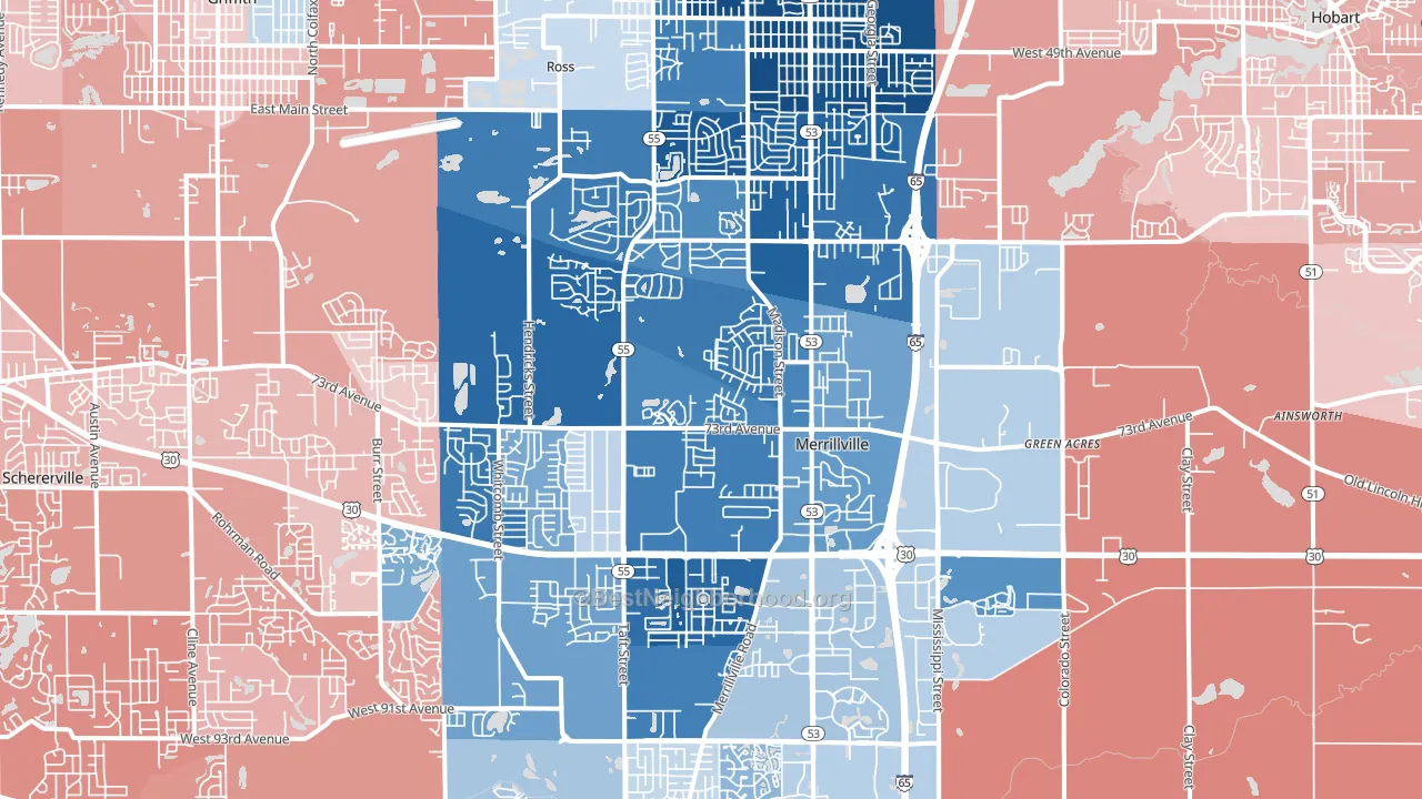 Merrillville, IN block-group political-lean map