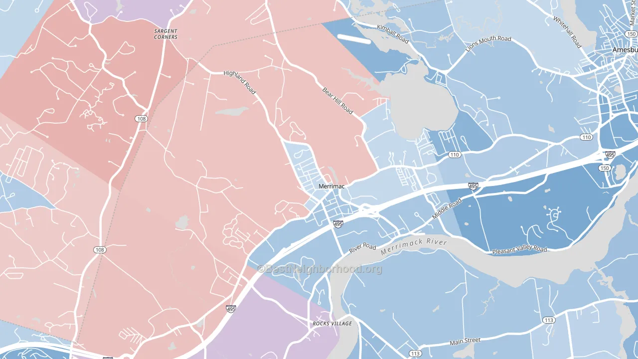 Merrimac, MA block-group political-lean map