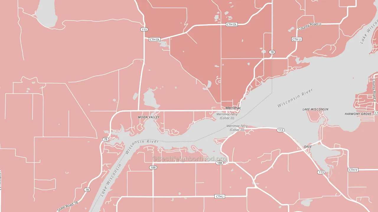 Merrimac, WI block-group political-lean map