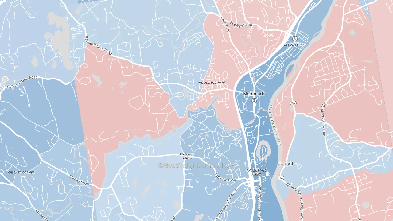 Merrimack, NH block-group political-lean map