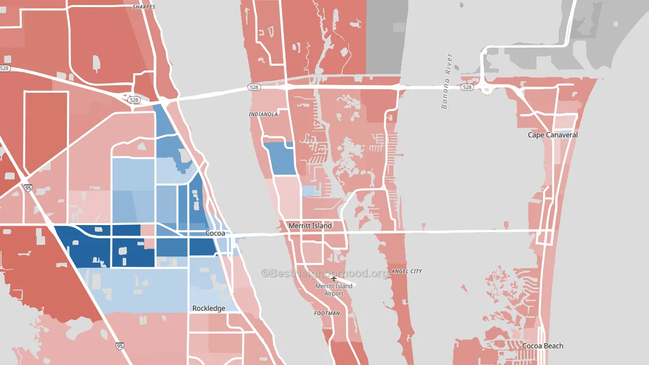 Merritt Island, FL block-group political-lean map