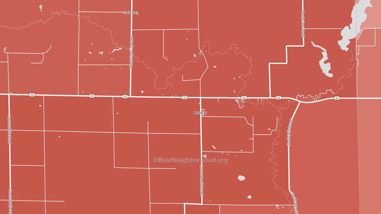 Merritt, MI block-group political-lean map