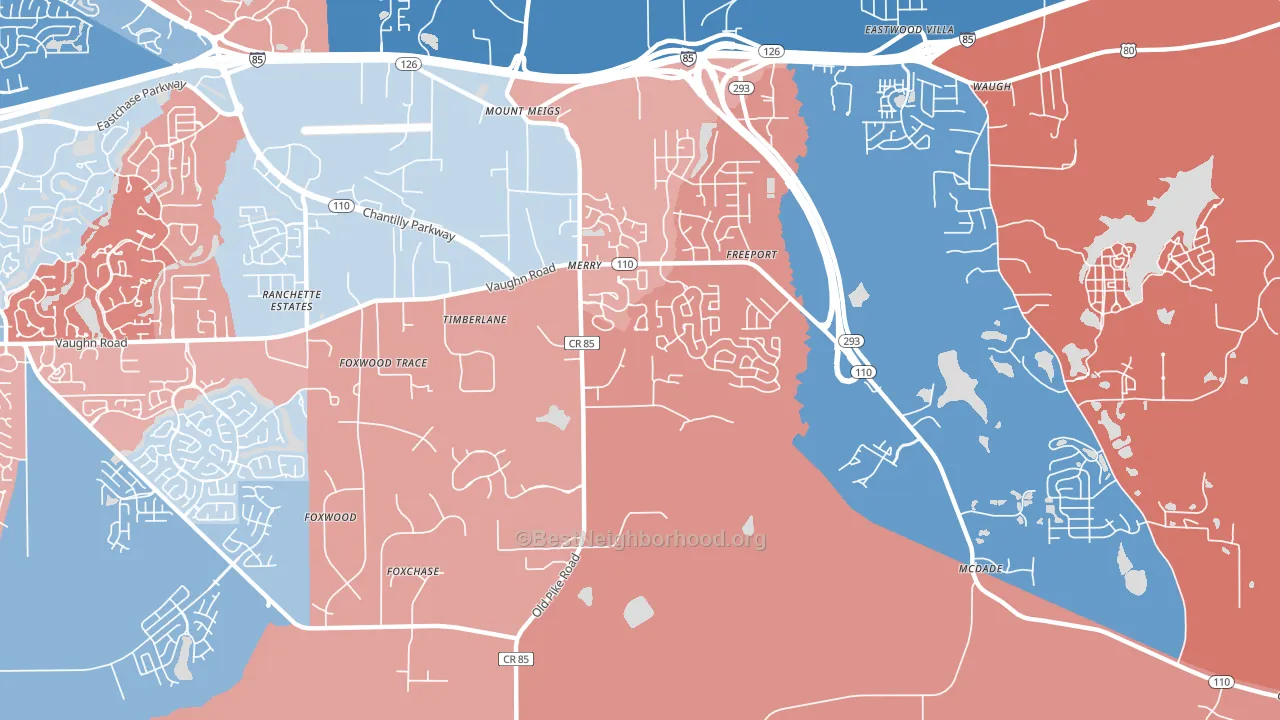Merry, AL block-group political-lean map