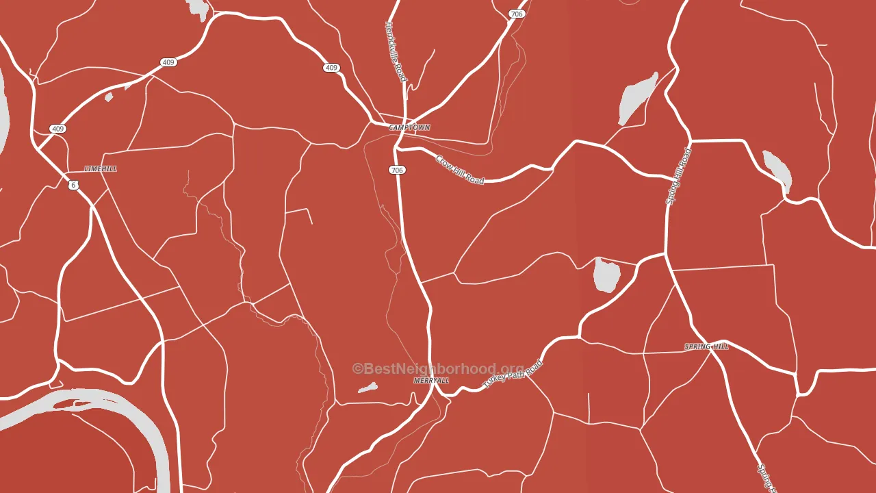 Merryall, PA block-group political-lean map