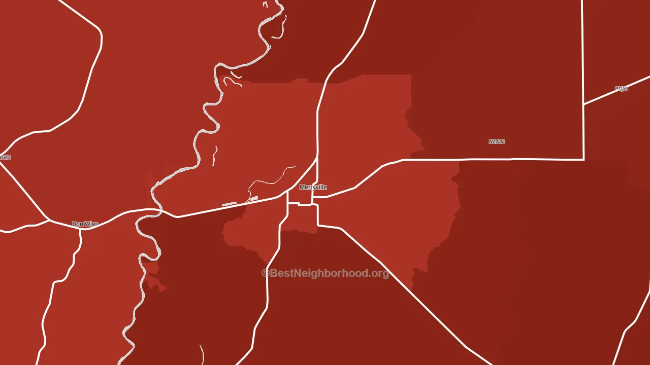 Merryville, LA block-group political-lean map
