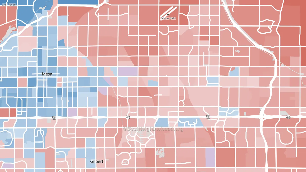 Mesa, AZ block-group political-lean map