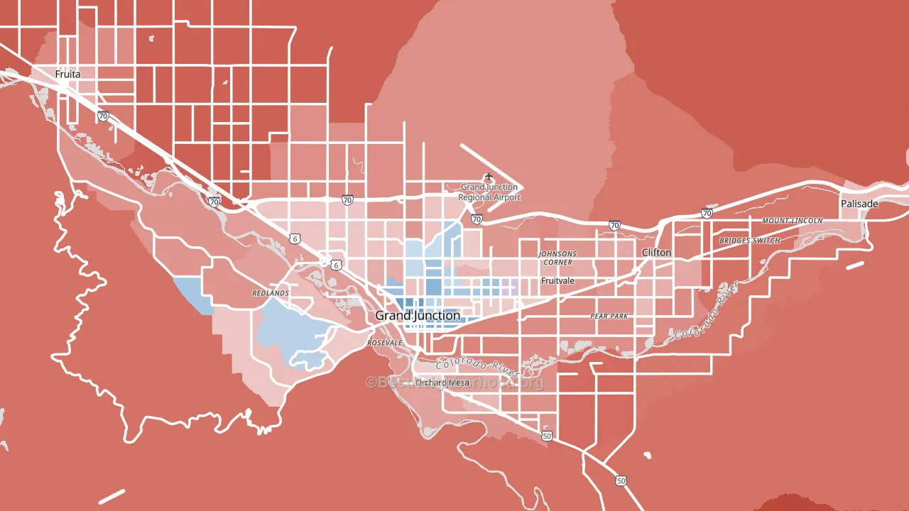 Mesa County, CO block-group political-lean map