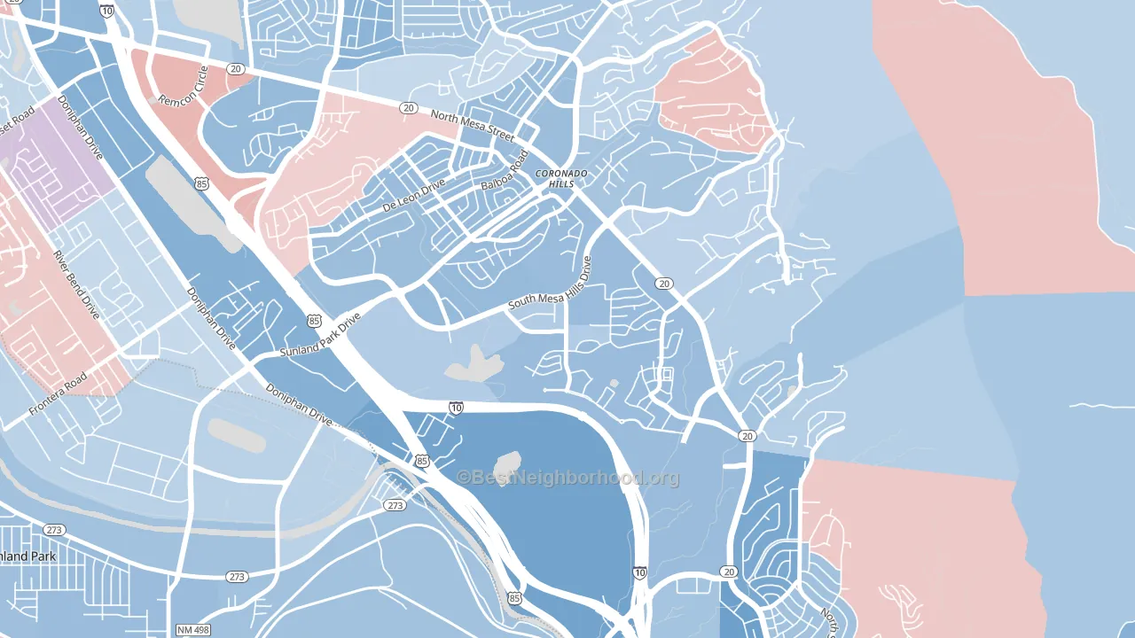 Mesa Hills, El Paso, TX block-group political-lean map