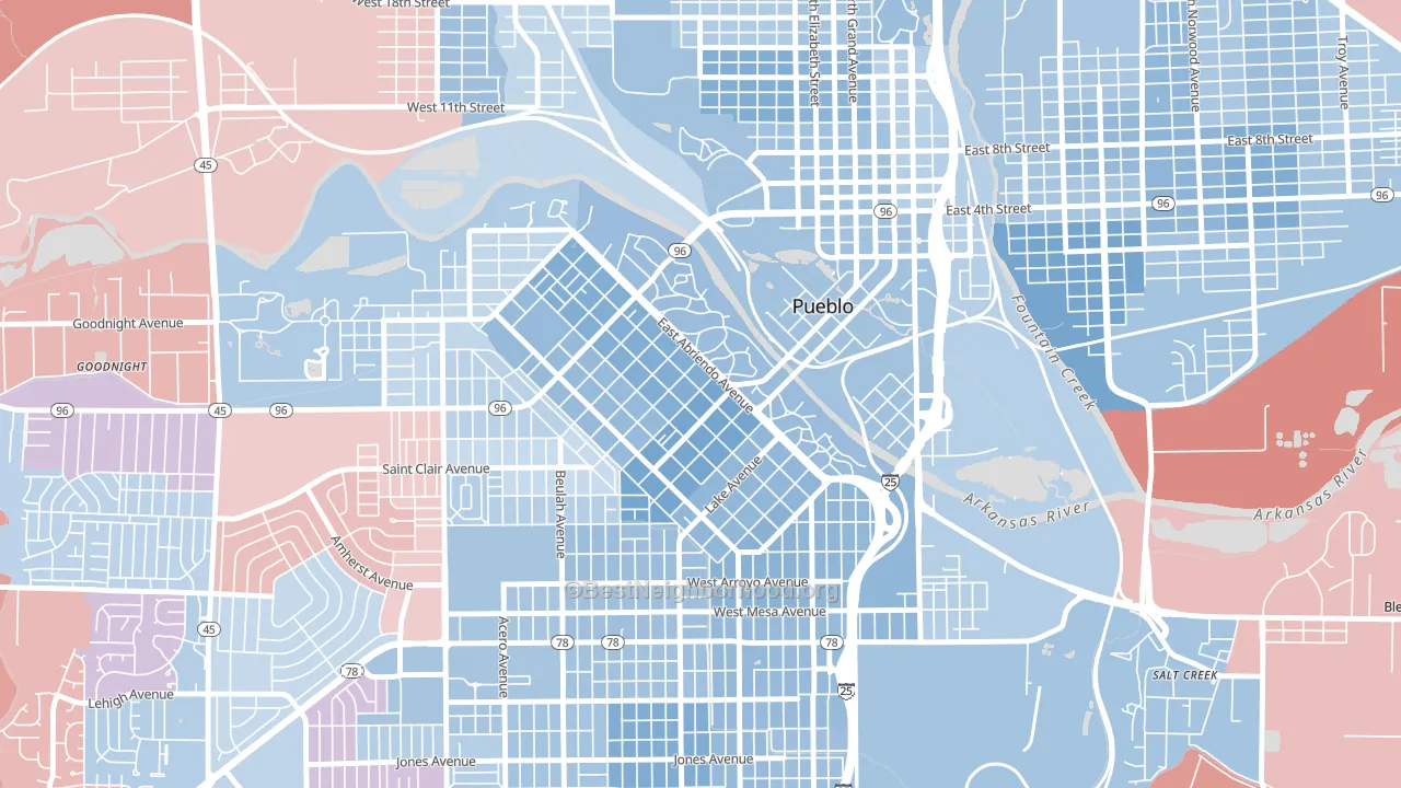 Mesa Junction, Pueblo, CO block-group political-lean map