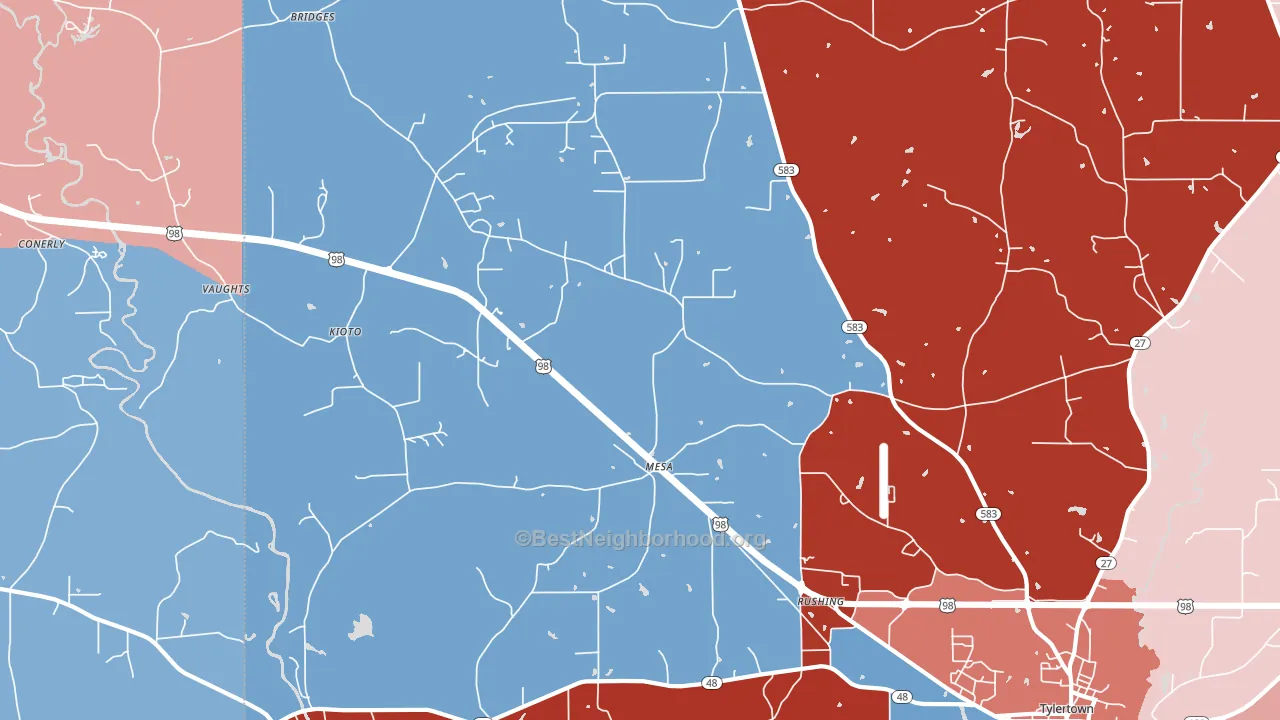 Mesa, MS block-group political-lean map