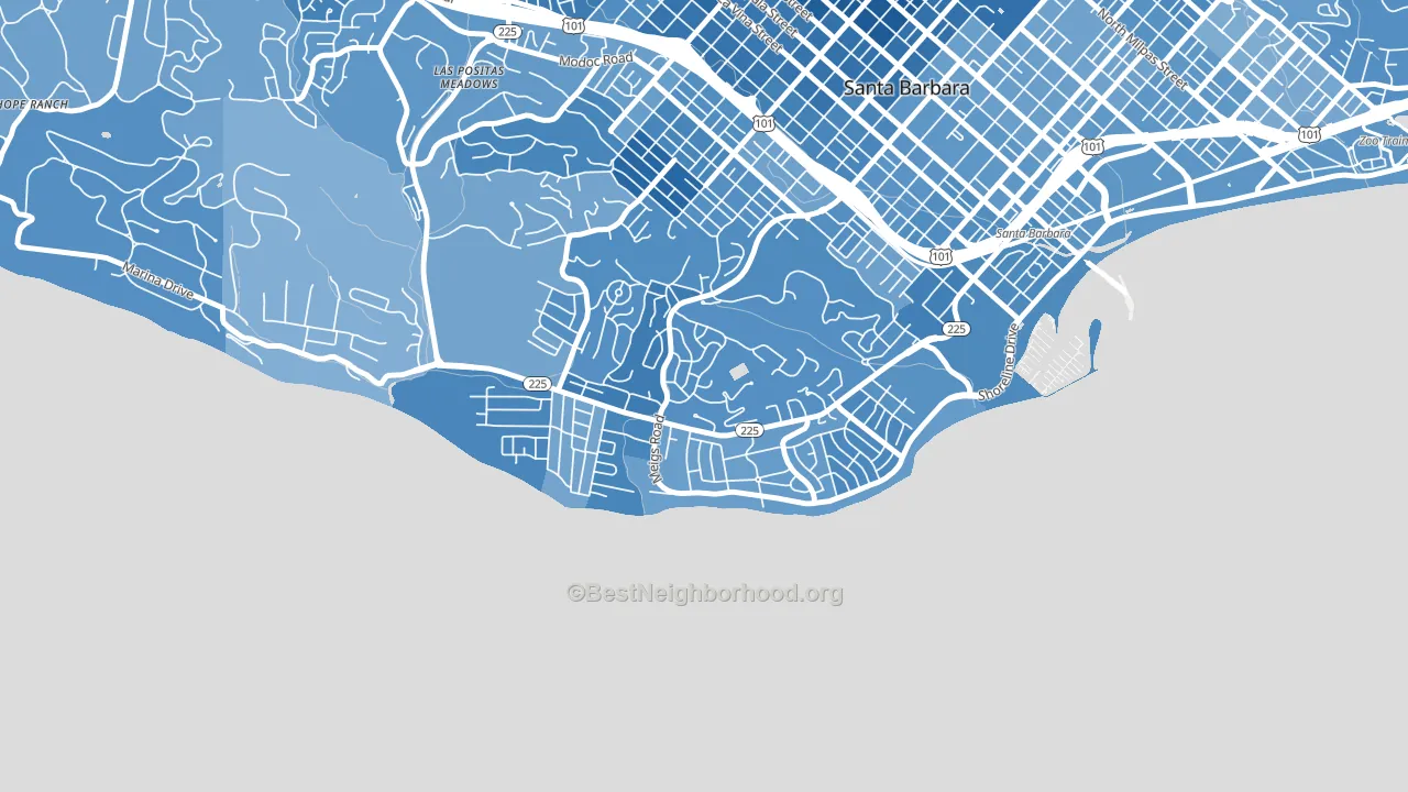 Mesa, Santa Barbara, CA block-group political-lean map