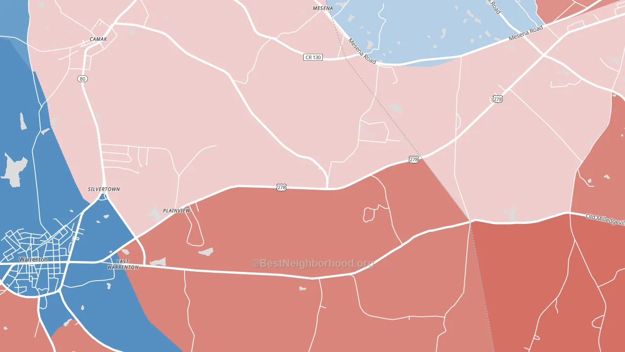 Mesena, GA block-group political-lean map