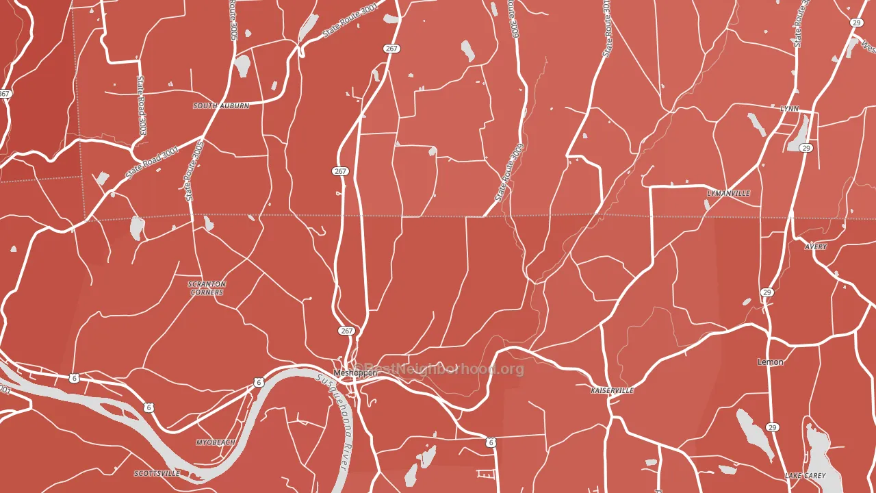 Meshoppen, PA block-group political-lean map