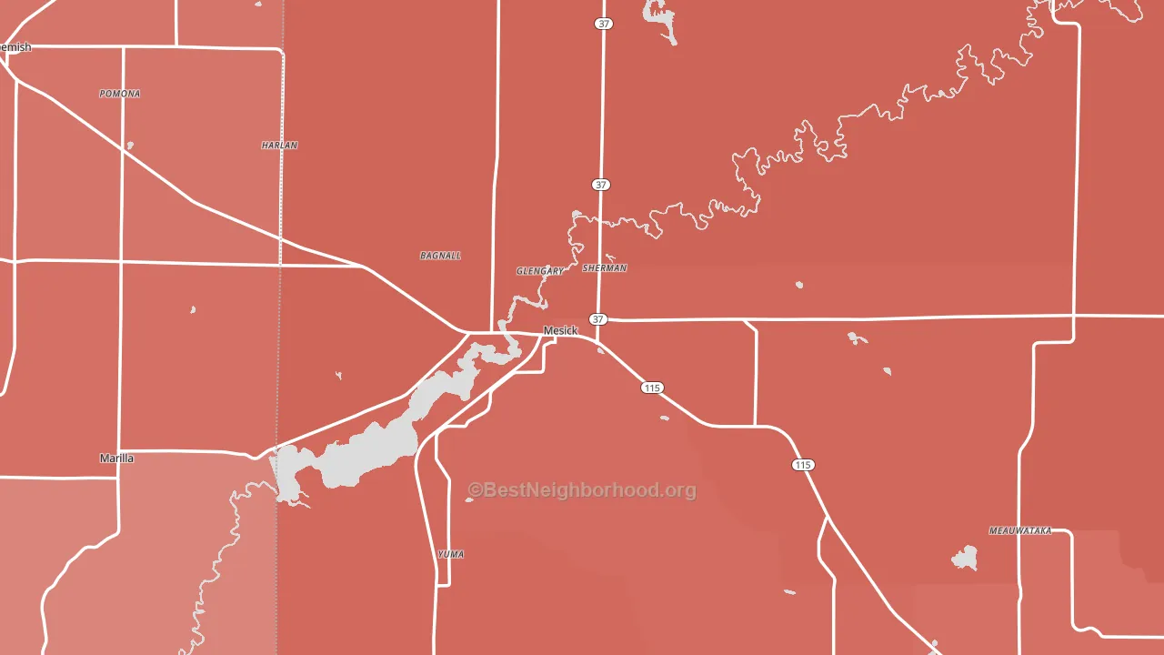 Mesick, MI block-group political-lean map