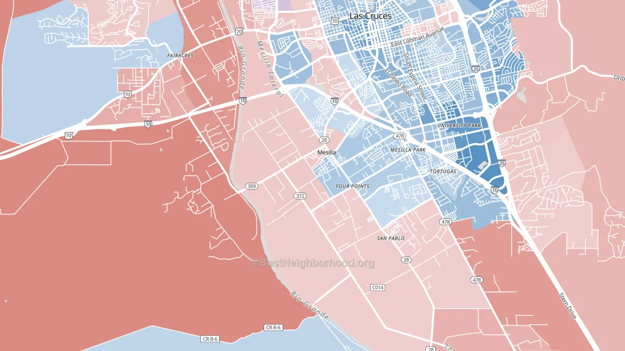 Mesilla, NM block-group political-lean map