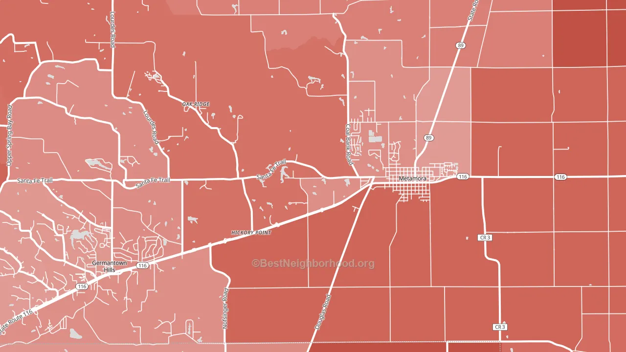 Metamora, IL block-group political-lean map