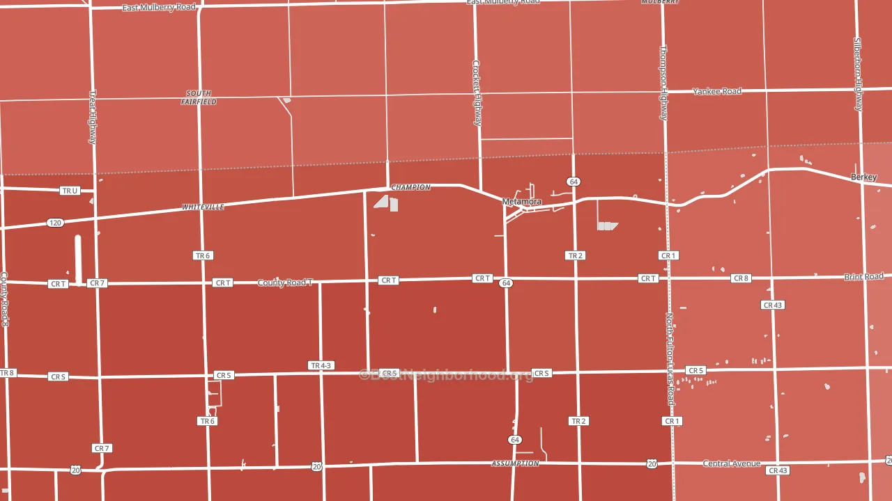 Metamora, OH block-group political-lean map