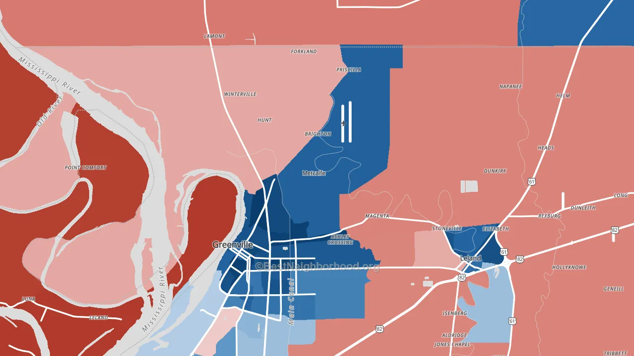 Metcalfe, MS block-group political-lean map