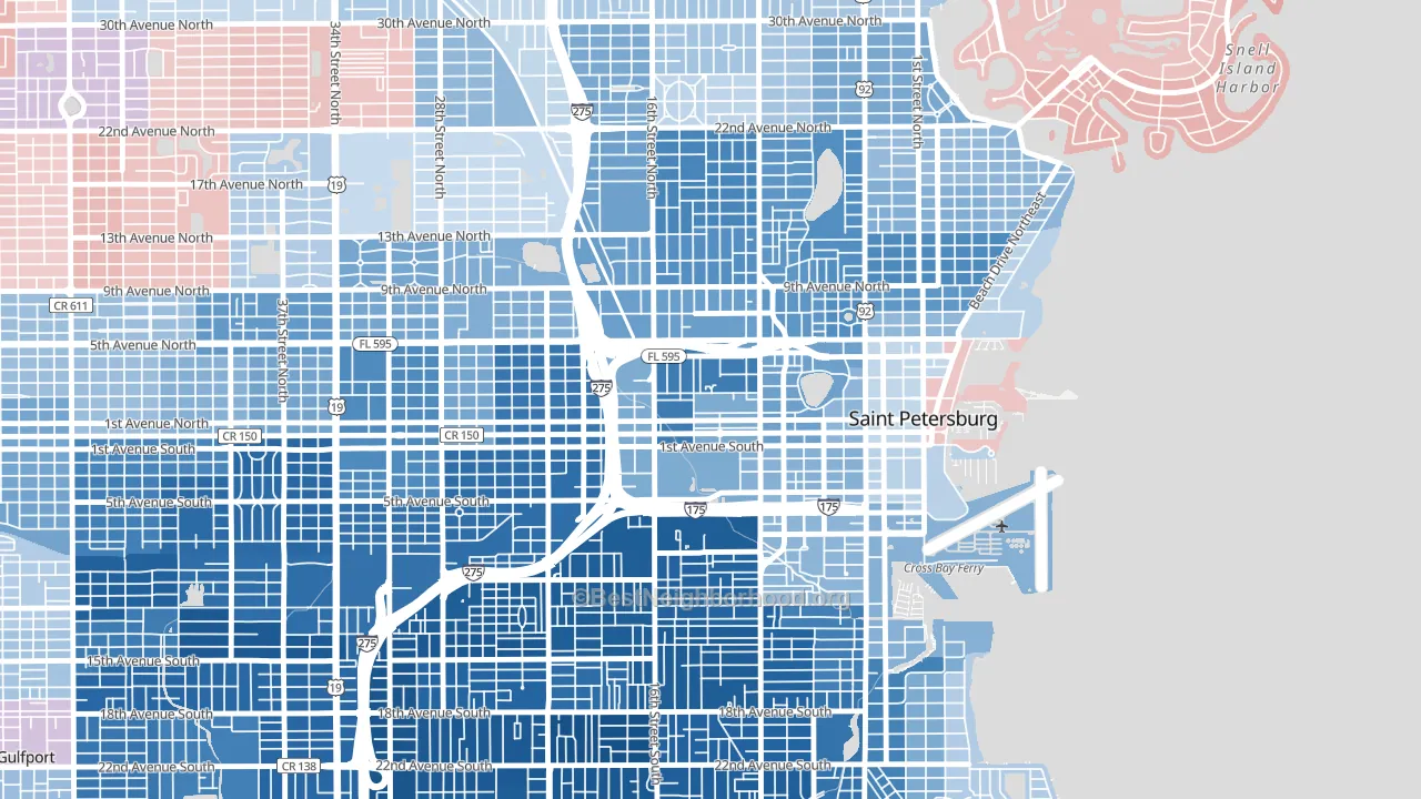 Methodist Town, St. Petersburg, FL block-group political-lean map