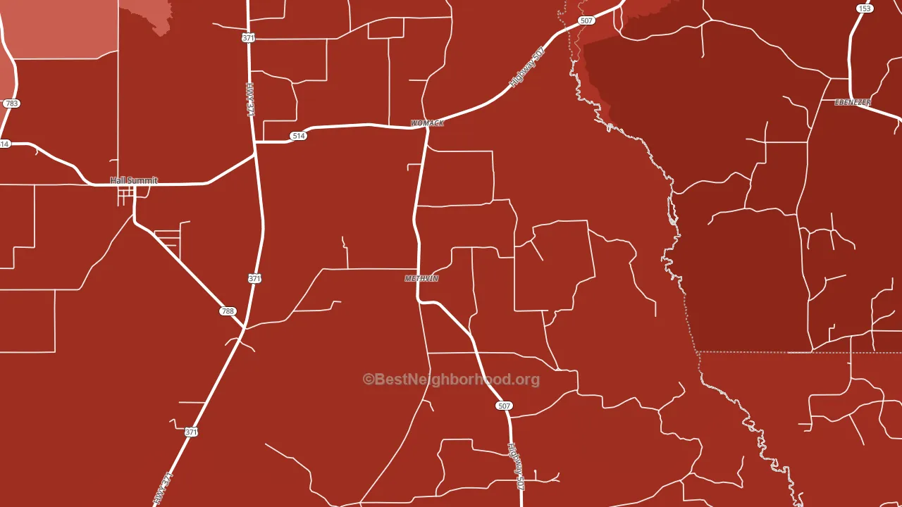 Methvin, LA block-group political-lean map