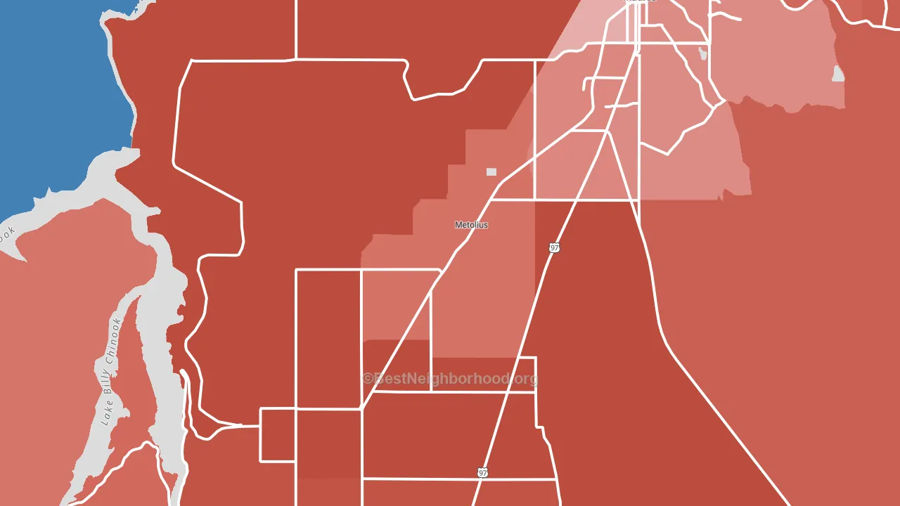 Metolius, OR block-group political-lean map