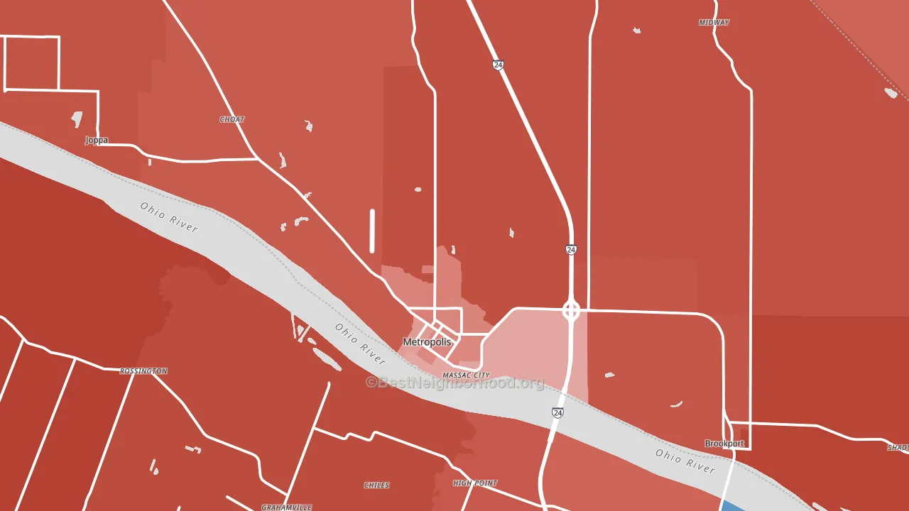 Metropolis, IL block-group political-lean map