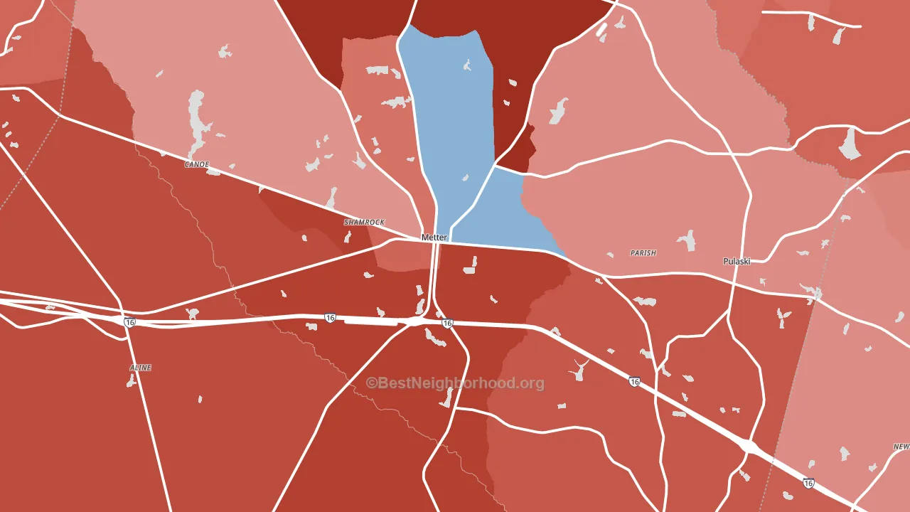Metter, GA block-group political-lean map