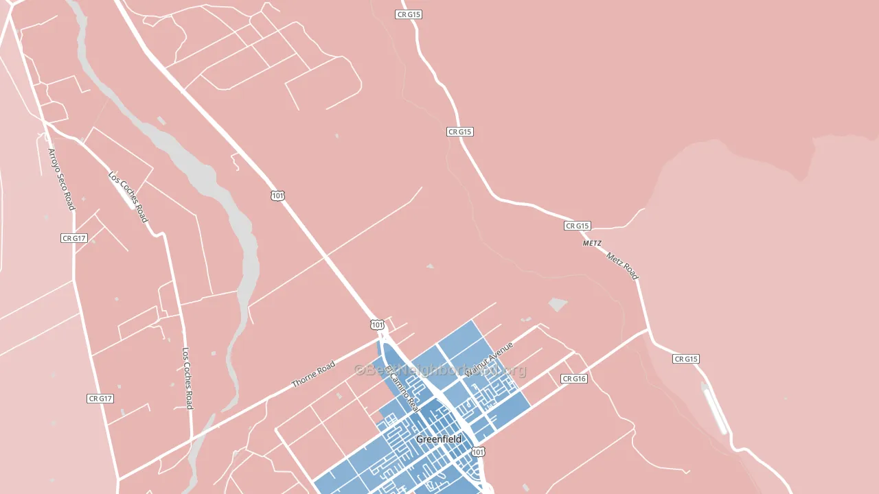 Metz, CA block-group political-lean map
