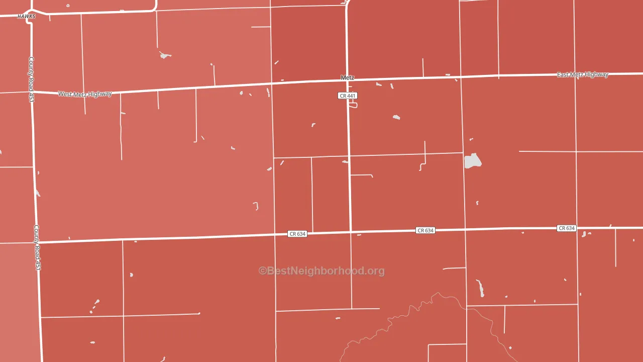 Metz, MI block-group political-lean map