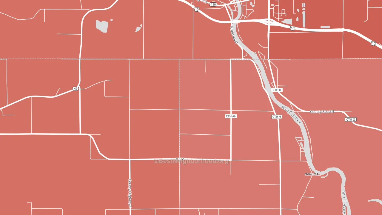 Metz, WI block-group political-lean map