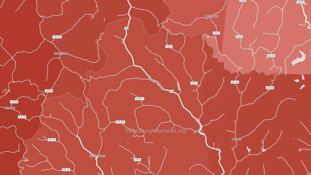 Metz, WV block-group political-lean map