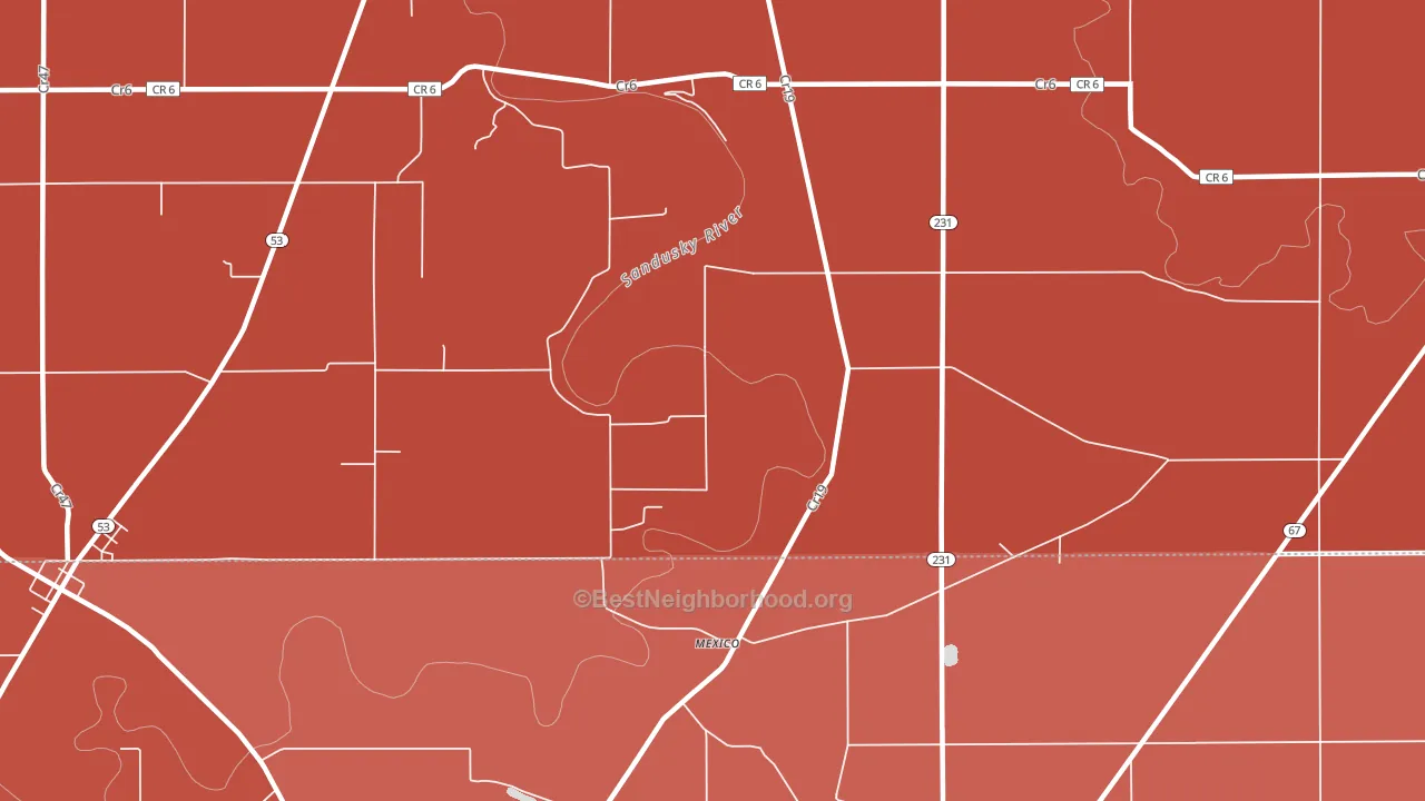 Mexico, OH block-group political-lean map