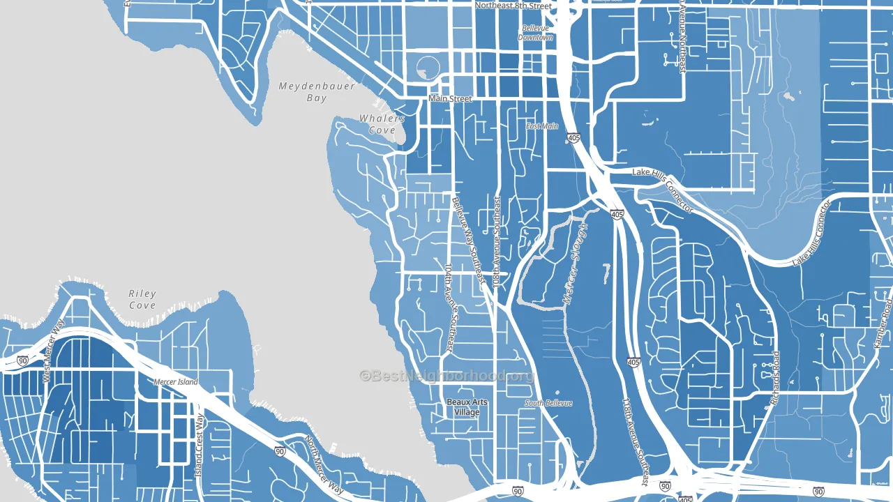 Meydenbauer, Bellevue, WA block-group political-lean map