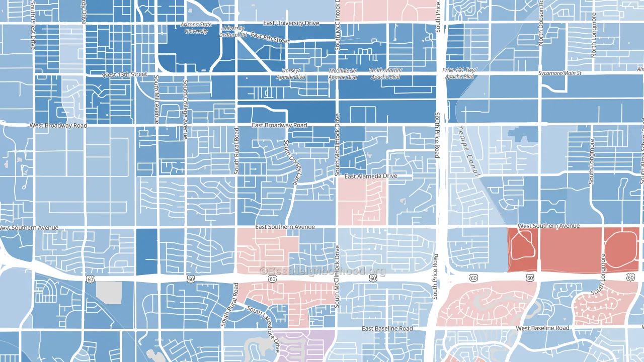 Meyer Park, Tempe, AZ block-group political-lean map