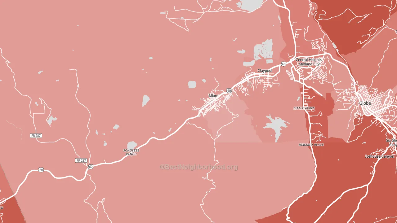 Miami, AZ block-group political-lean map