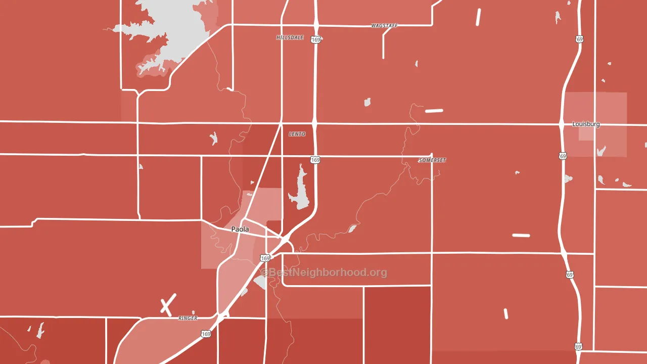 Miami County, KS block-group political-lean map