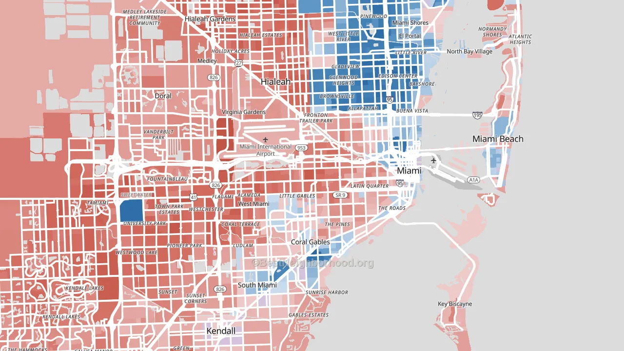 Miami, FL block-group political-lean map