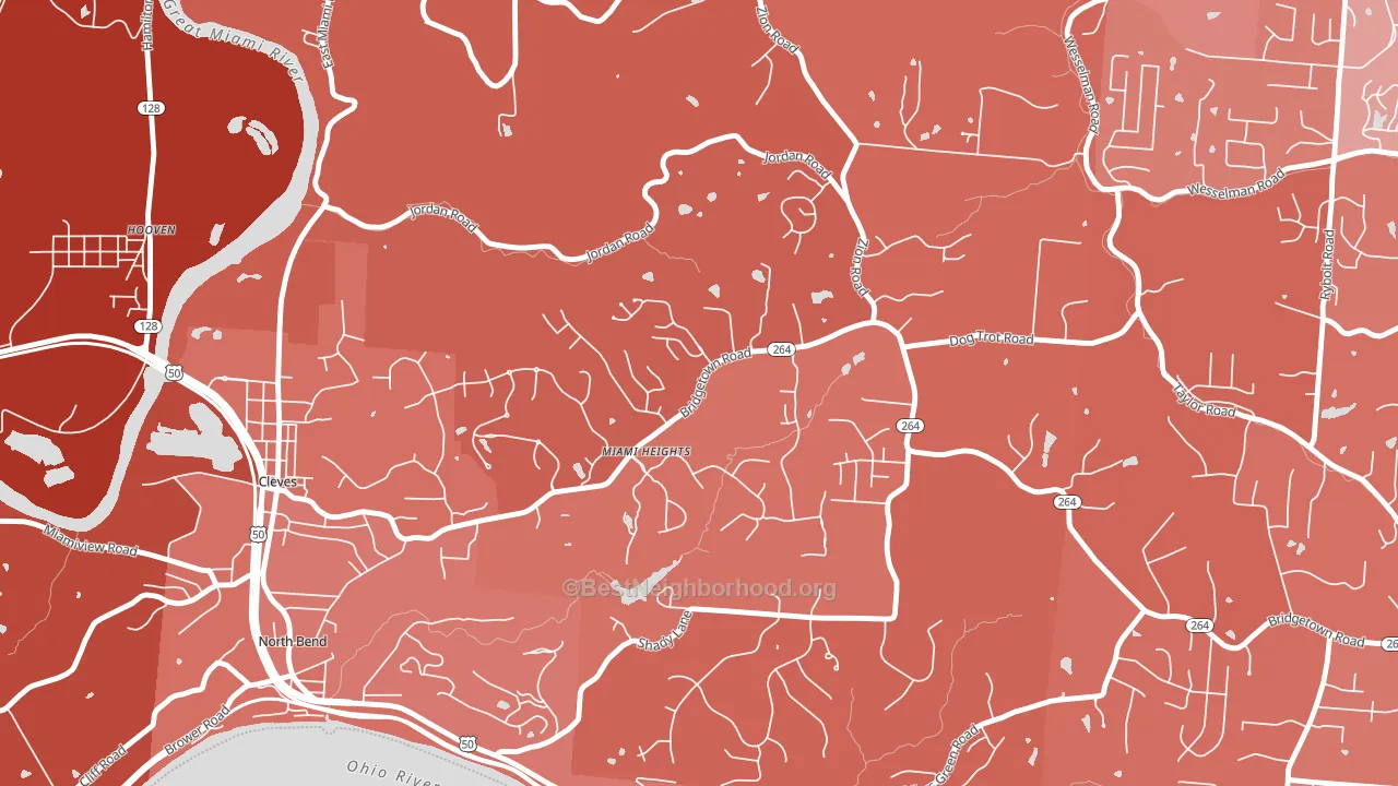 Miami Heights, OH block-group political-lean map