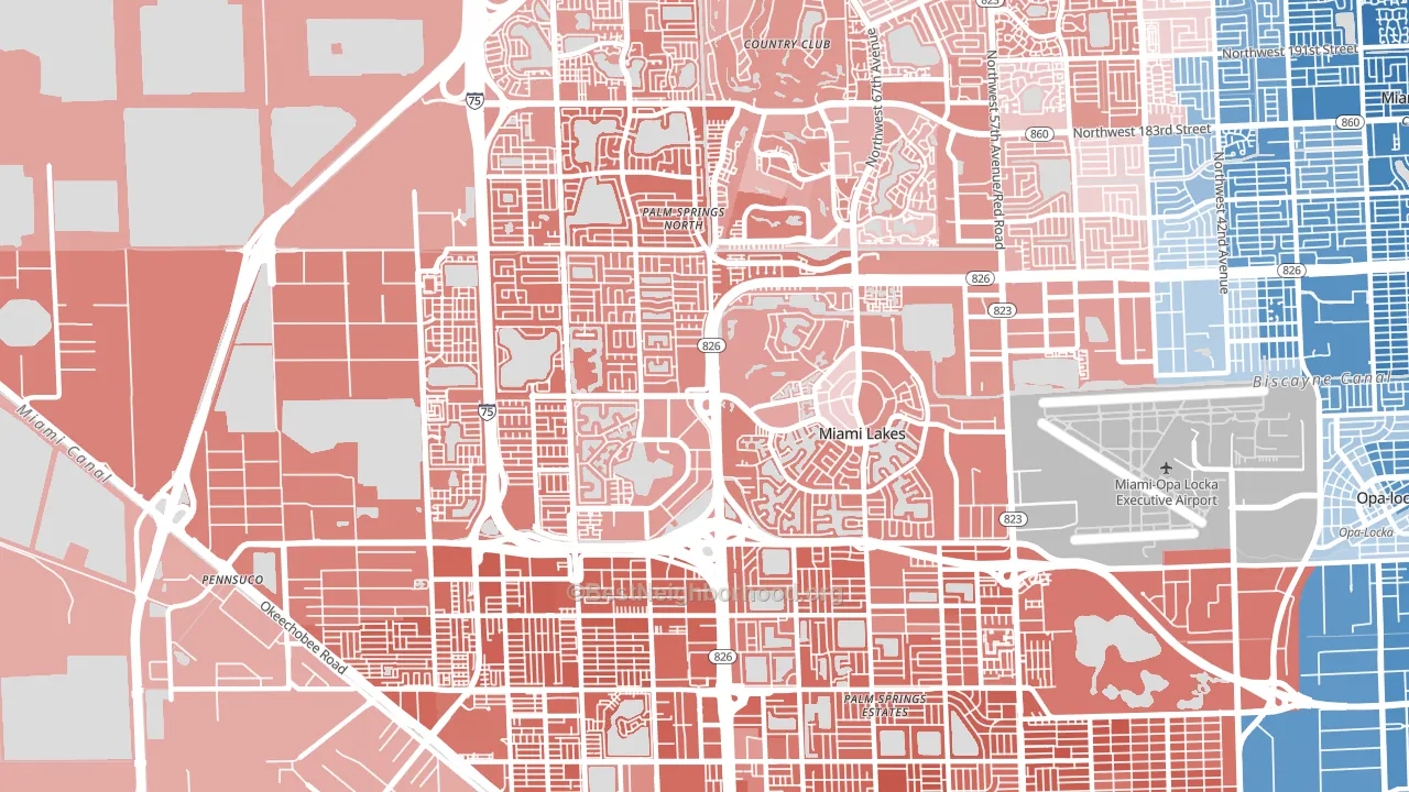 Miami Lakes, FL block-group political-lean map